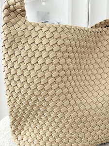 Torebka shopper na ramię beżowa plecionka