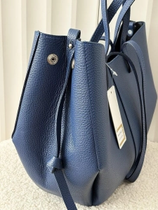 Laura Biaggi torebka shopperka skórzana kobaltowa