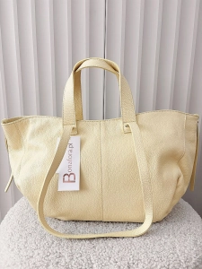 Laura Biaggi torba shopper skórzana żółta