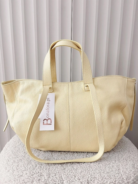 Laura Biaggi torba shopper skórzana żółta