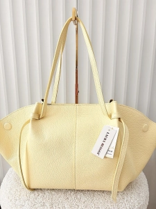 Laura Biaggi torba shopper skórzana żółta