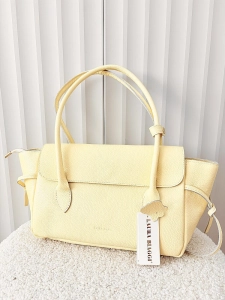 Laura Biaggi skórzana torba shopper na ramię żółta