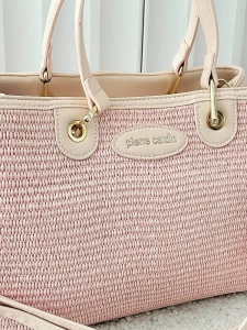 Pierre Cardin torebka shopper różowa plecionka