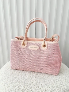 Pierre Cardin torebka shopper różowa plecionka