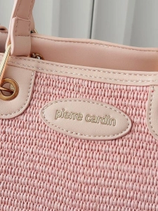 Pierre Cardin torebka shopper różowa plecionka