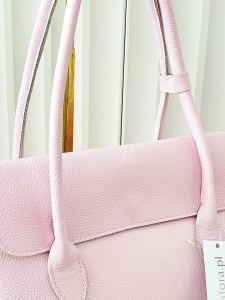 Laura Biaggi skórzana torba shopper na ramię różowa