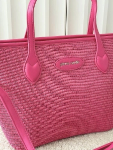Pierre Cardin torebka shopper fuksja plecionka
