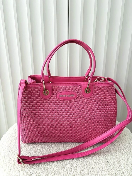 Pierre Cardin torebka shopper fuksja plecionka