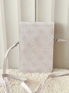Guess mini torebka na telefon różowa logowana z klapką