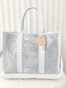 Mandoline torebka shopper niebieska ażurowa