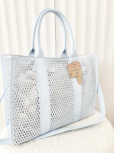 Mandoline torebka shopper niebieska ażurowa