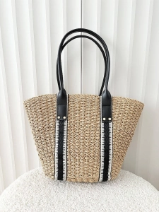 Flora&Co torebka shopper koszyk ciemnobeżowa z czarnym