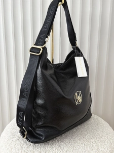 Laura Biaggi 2w1 torebka shopper plecak czarna lakierowana