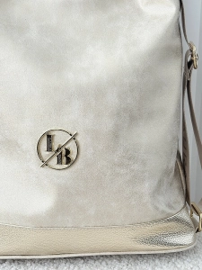 Laura Biaggi 2w1 torebka shopper plecak złota błyszcząca