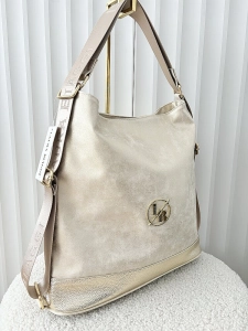 Laura Biaggi 2w1 torebka shopper plecak złota błyszcząca