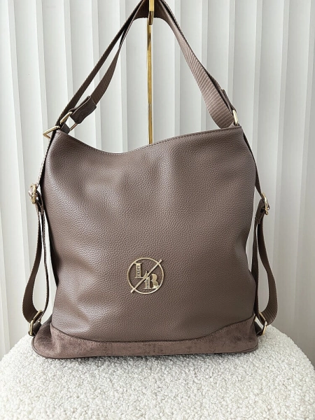 Laura Biaggi 2w1 torebka shopper plecak taupe