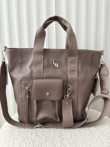Laura Biaggi torba shopper taupe z kieszenią
