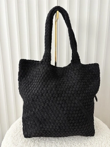 Torebka shopper czarna plecionka ekozamsz