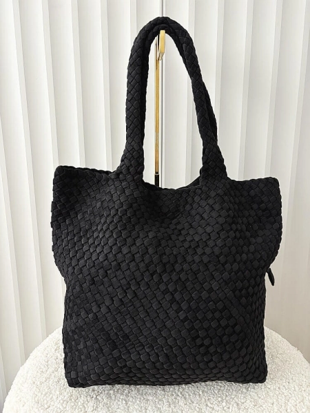 Torebka shopper czarna plecionka ekozamsz