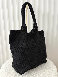 Torebka shopper czarna plecionka ekozamsz