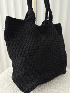 Torebka shopper czarna plecionka ekozamsz