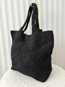 Torebka shopper czarna plecionka ekozamsz