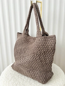 Torebka shopper brązowa plecionka ekozamsz