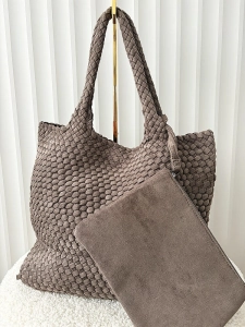 Torebka shopper brązowa plecionka ekozamsz
