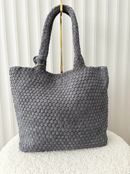 Torebka shopper szara plecionka ekozamsz