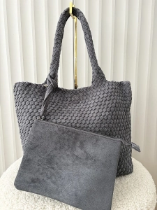 Torebka shopper szara plecionka ekozamsz