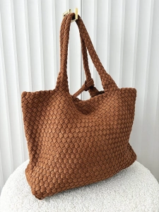 Torebka shopper camelowa plecionka ekozamsz