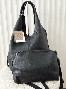 Torebka shopper na ramię i listonoszka 2w1 czarna