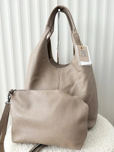 Torebka shopper na ramię i listonoszka 2w1 taupe