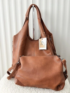 Torebka shopper na ramię i listonoszka 2w1 camelowa