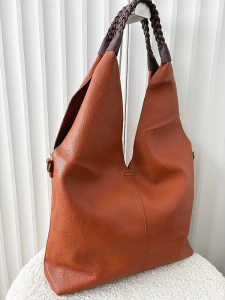 Maxfly torebka shopper na ramię i listonoszka 2w1 camelowa