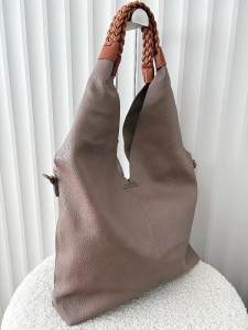Maxfly torebka shopper na ramię i listonoszka 2w1 beżowa