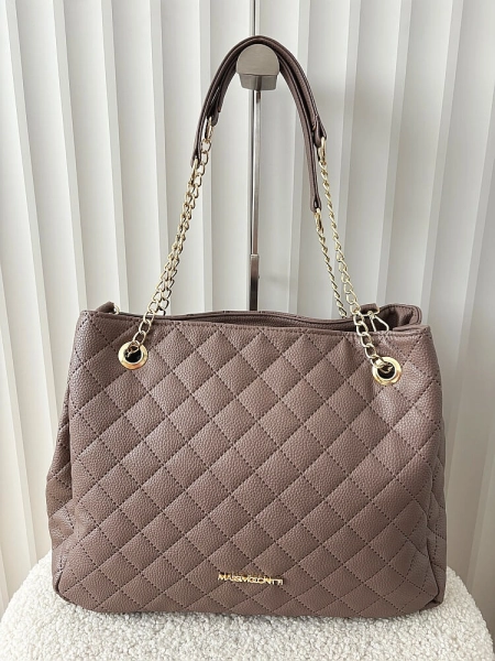 Massimo Contti torba shopper pikowana taupe