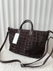 Laura Biaggi torba shopper zamszowa czekoladowa design