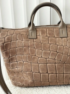 Laura Biaggi torba shopper zamszowa taupe design