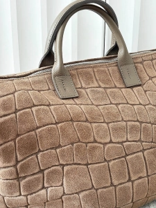 Laura Biaggi torba shopper zamszowa taupe design