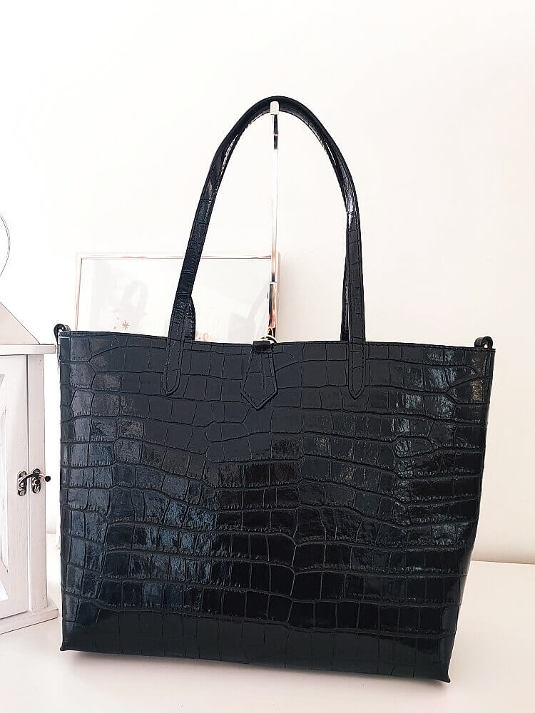 Massimo Contti skórzana torba shopper czarna design  