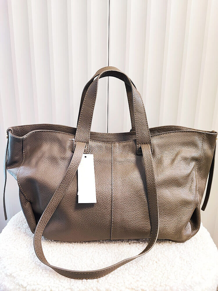 Laura Biaggi torba shopper skórzana taupe
