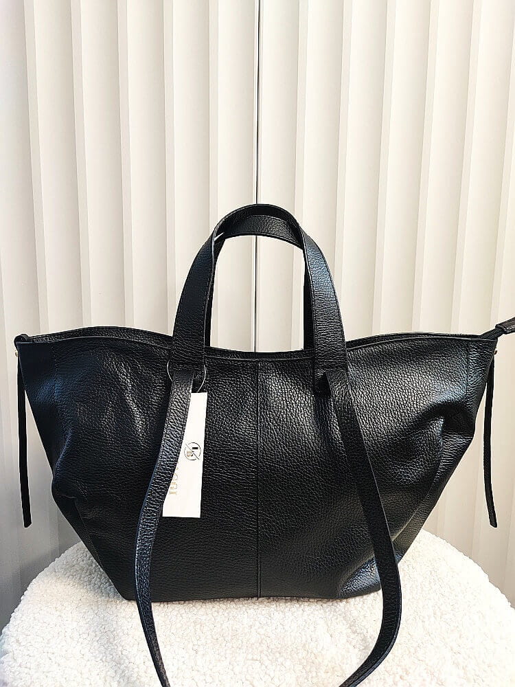 Laura Biaggi torba shopper skórzana czarna