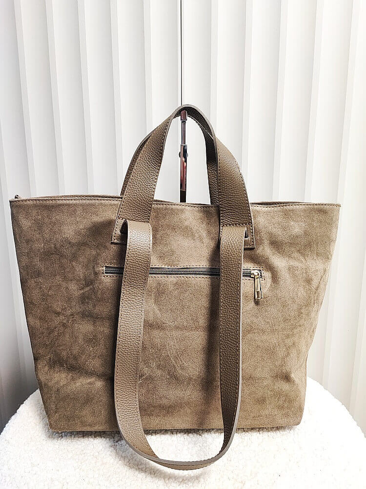 Laura Biaggi torba shopper zamszowa taupe