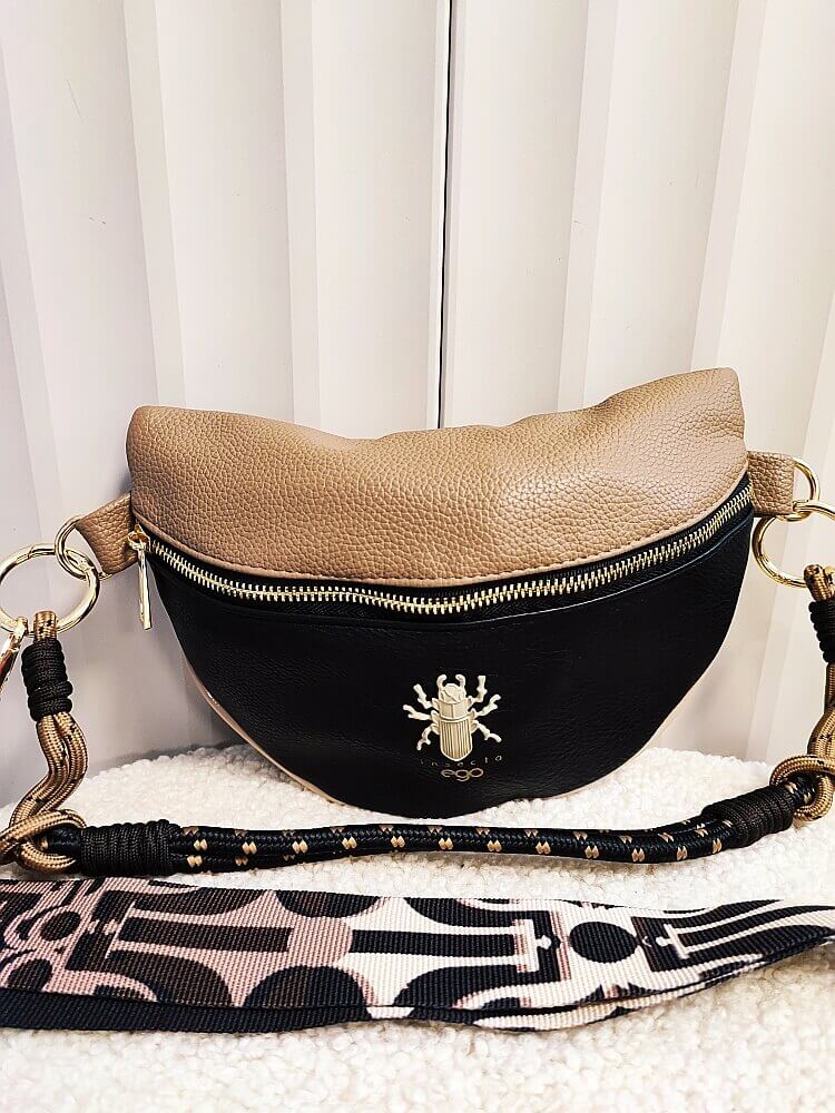 Ego torebka nerka czarna z taupe skarabeusz