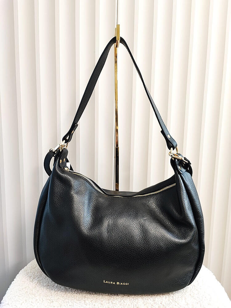 Laura Biaggi skórzana torba shopper na ramię czarna
