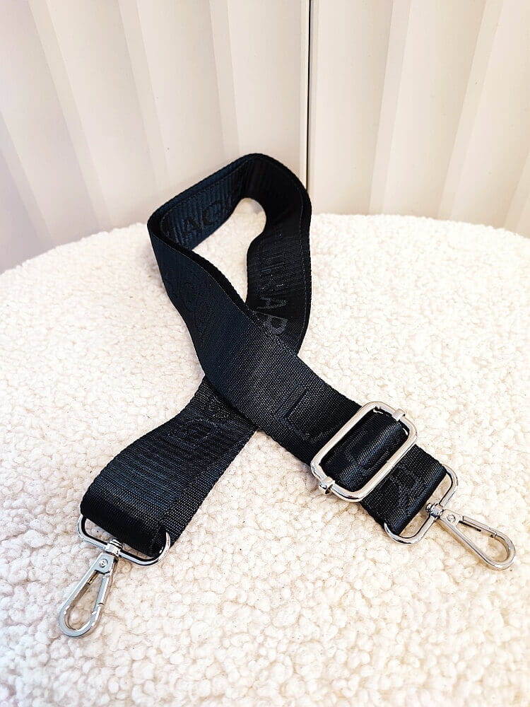 Laura Biaggi długi pasek do torebki czarny srebrny