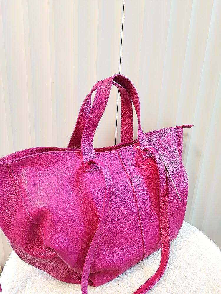 Laura Biaggi torba shopper skórzana fuksja