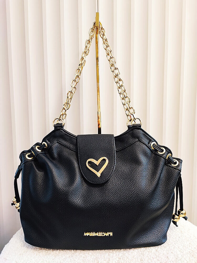 Massimo Contti torba shopper czarna serduszko
