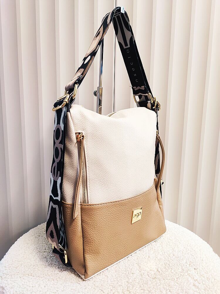 Ego torebka listonoszka plecak 2w1 beżowa zip